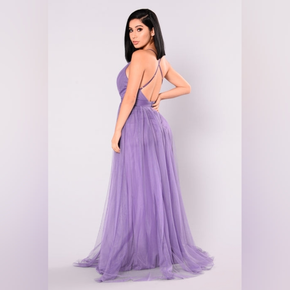 Fashion Nova Lavender Tulle On The Runway Maxi Dress Size M New With Tags - Picture 3 of 11
